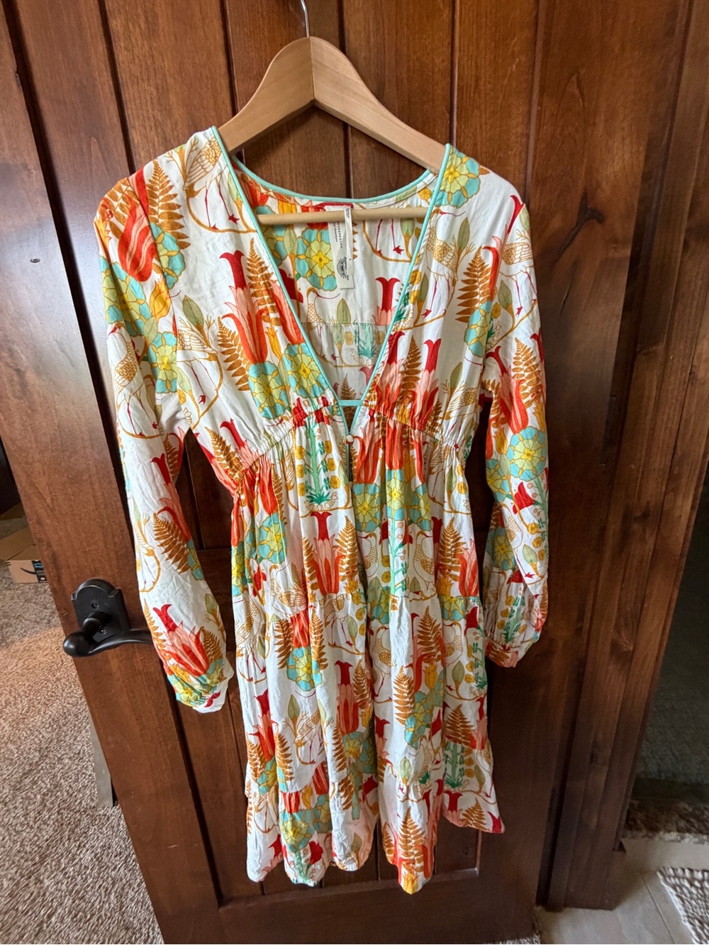 Boheme Cream Floral Bodysuit with Orange, Yellow & Turquoise Trim
